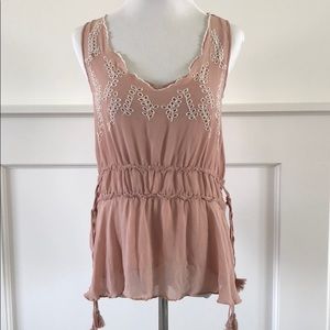 Ella Moss Mauve Floral Appliqué Top